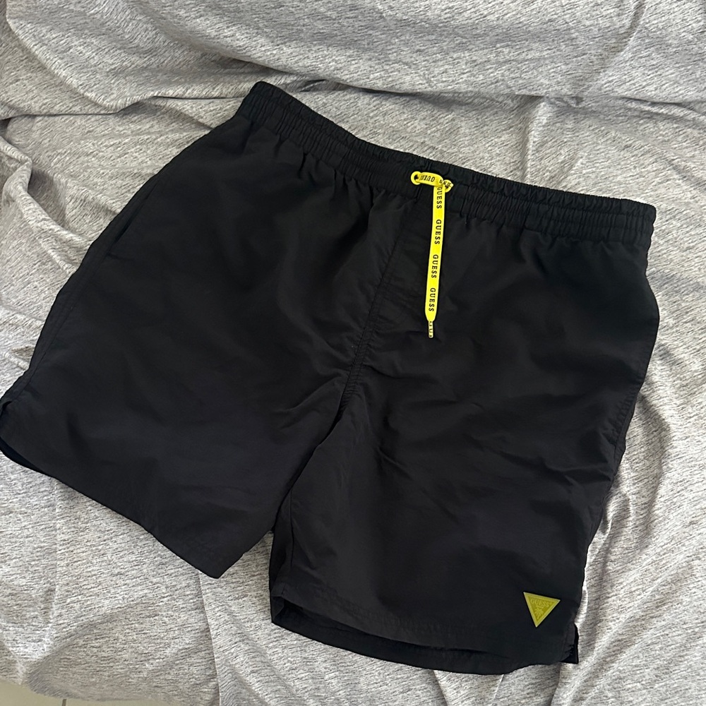 Guess Black Swim Shorts with Yellow Accents